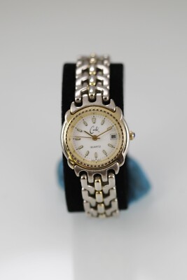 Cache Women Watch Stainless Steel Silver Gold Water Re Battery Date ...