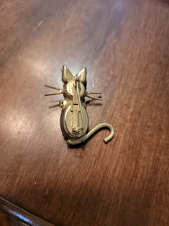 VINTAGE JELLY BELLY CAT PIN BROOCH WITH RHINESTONE COLLAR eBay