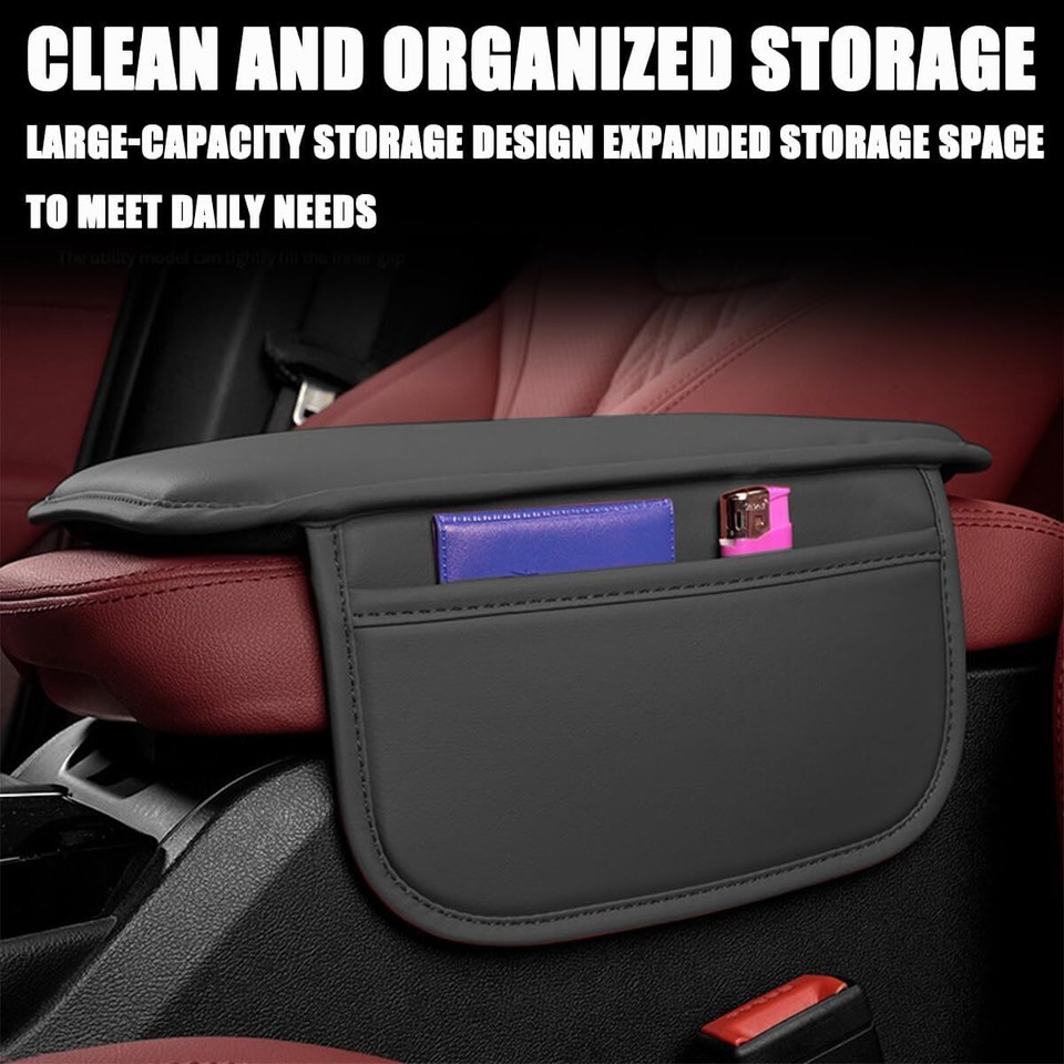 Car Center Console Armrest Elbow Support Cushion Armrest Box Pad W/2Cup Holder E - Foto 2