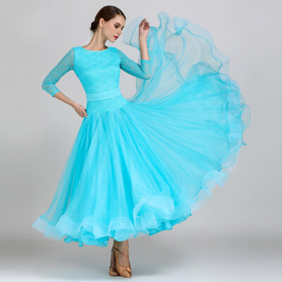 Latin Ballroom Dance Dress Modern Salsa Waltz Standard Long Dress#C095 3 Colors