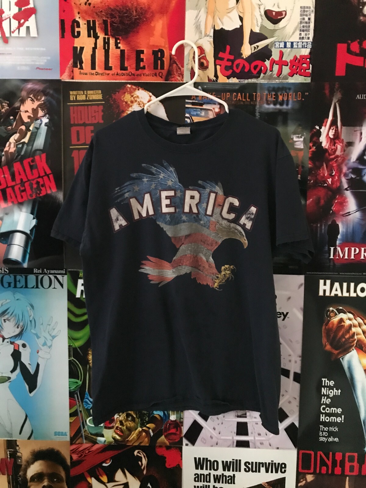 Vintage American Flag Bald Eagle Shirt LARGE L Gem