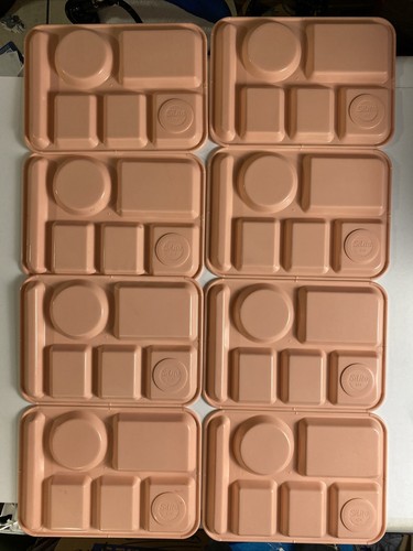 8 VTG SiLite School Lunch Divided Camping Stack Trays #614 Pink Rose Mauve USA - Picture 3 of 15