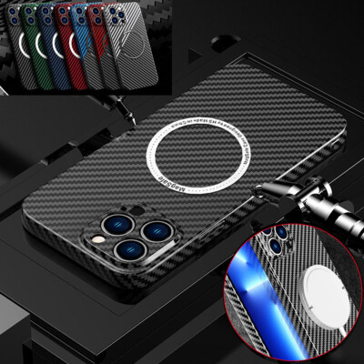 Carbon Fiber Pattern Magsafe Hülle Für iPhone 17 16 15 14 13 Handy Schutz Case