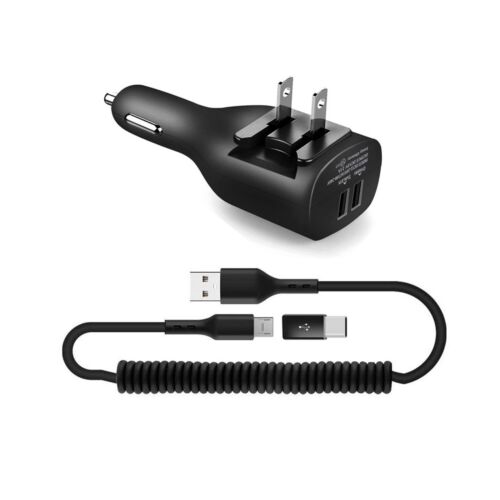For Samsung Galaxy S24/Ultra/Plus Coiled Cable Car Home Charger USB-C Adapter - Picture 1 of 7