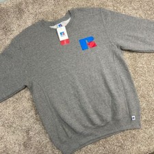 NWT Russell Athletic Dri Power Crewneck Sweatshirt Men Size Large Big Logo Gray