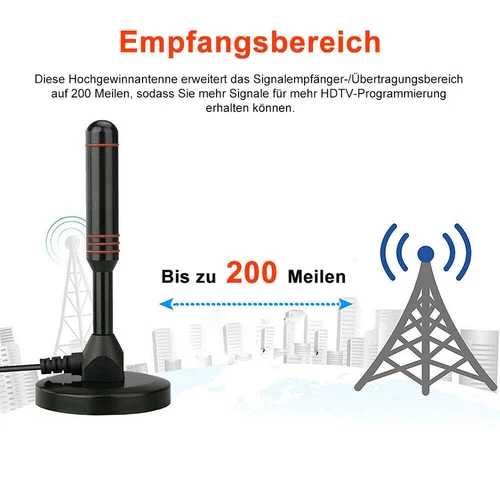 Digital TV DVB-T2 Antenne mit Verstärker HD 4K 1080P TV Zimmerantenne VHF/UHF DE - Bild 8 von 12