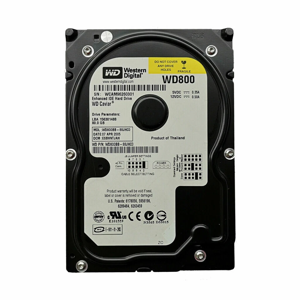 Original WD  WD800BB 80GB 7200RPM ATA/100 IDE PATA Desktop 3.5" HDD Hard Drive - Image 2 of 3