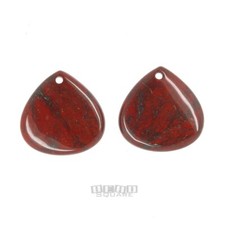 2 Red Brecciated / Poppy Jasper Pear Pendant Beads 37mm x 38mm 1.5" 18187