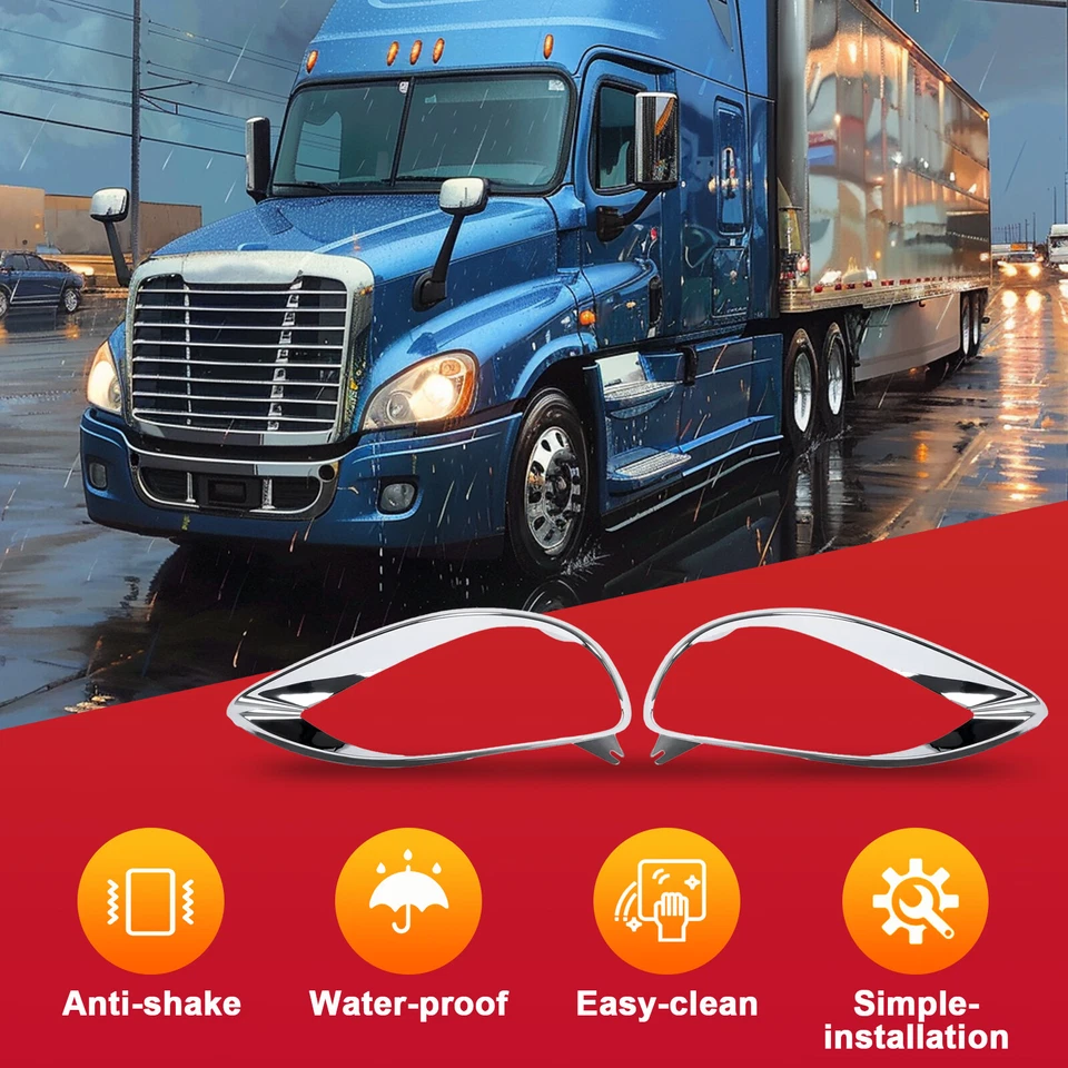 HECASA 2Pcs Chrome Headlight Bezel Cover ABS For Freightliner Columbia 2001-2017 - Imagem 4 de 4