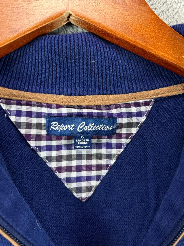 REPORT Collection Mens Sweaters Small Midnight Blue Purple 1/4 Pullover Jumper - Image 3 of 4