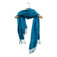 Calvin Klein Womens Scarf Blue Rectangle Wrap Fringe Long Fall One Size New