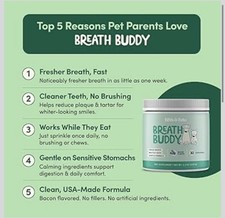 Fifth & Fido Breath Buddy Dog Dental Powder for Fresher Breath & Cleaner.