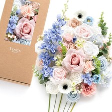 Ling's moment Fake Flowers Box, Faux Artificial Greenery Stems Foam Roses Pop...