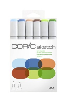 Sketch Set ''Earth Essentials'', 6 Twin Marker mit einer mittelbreiten und eine...