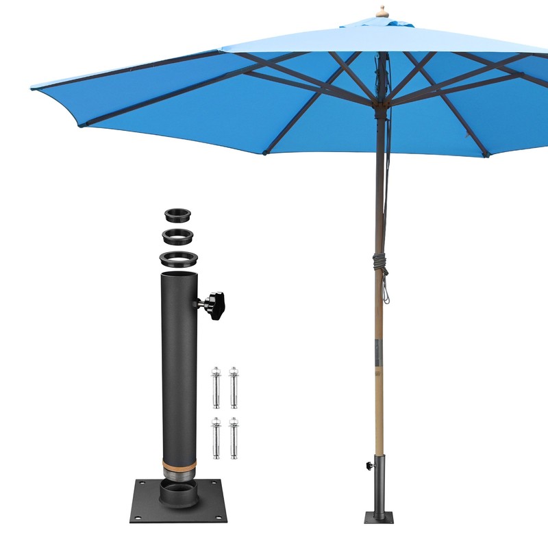 Yescom 13' Beech Wood Market Umbrella w/ Deck Mount & Pulley for Poolside, Blue