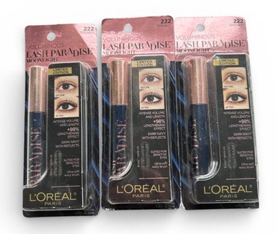 3x Loreal Paris Voluminous Makeup Lash Paradise Moonlight Mascara, Dark Navy