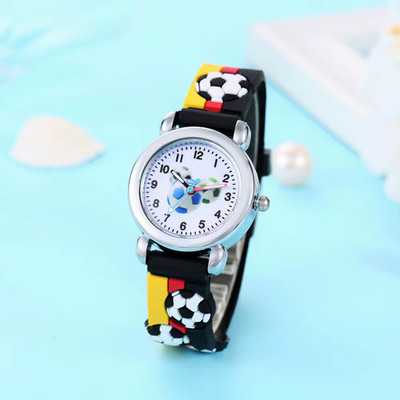 Neu Mode Farbe Cartoon Fußball Studenten Kinder Uhr Quarzuhr Elektron