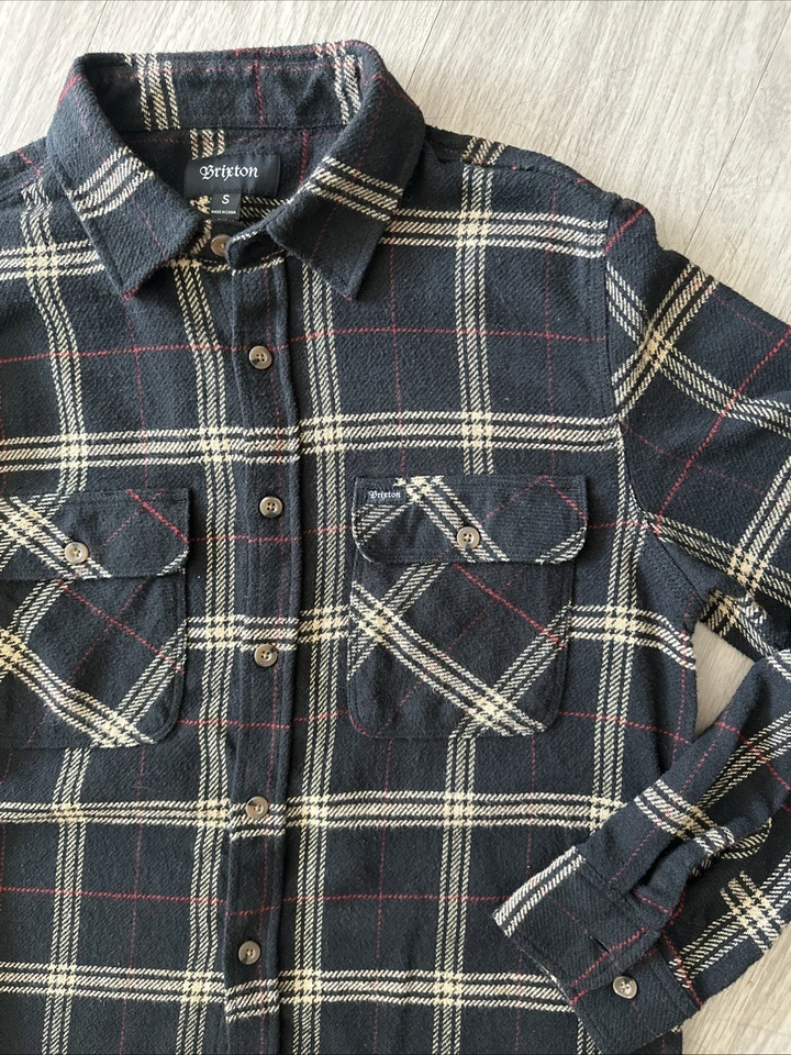 Camisa de franela de manga larga Brixton para hombre con botones, cuadros, pequeña Foto 2 de 4
