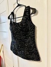 Women  s Vintage Village Set Sequined Embroidered Bodice Formal Cocktail Top M