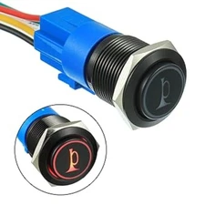 16MM 12V Car Horn Momentary Button Lighted Momentary Metal Speaker Air Horn
