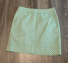Talbots Green Geo Print Circles A Line Skirt Women  s Size 8 NWT Lined Pockets