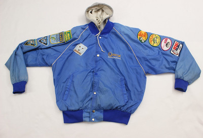 VTG Zebco Motor Guide men XL full zip blue nylon tournament fishing jacket