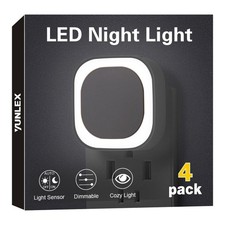 YUNLEX 4 Pack Daylight White Night Light, Gentle Eye-Care with Dimmable Wide-...