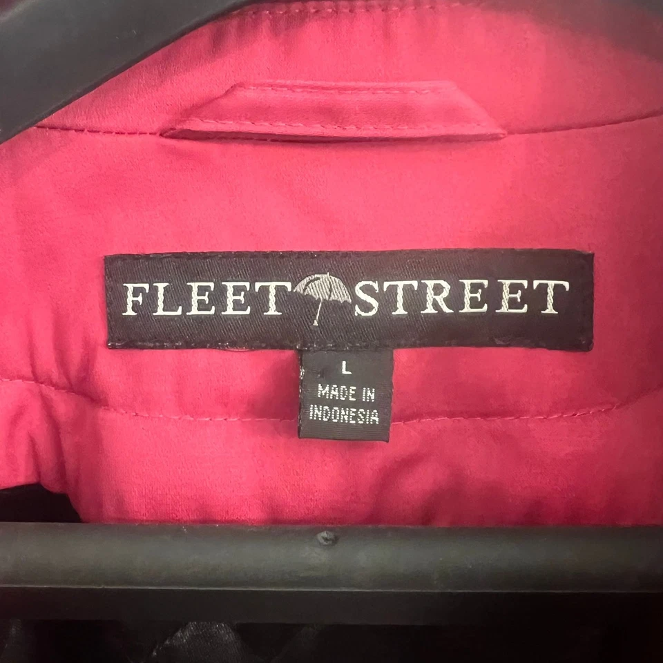 Vintage Fleet Street Pink Trench Coat Size Large Black Lined Classic Trench - Image 3 of 4