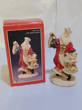 Artmark resin old world Santa w child & clown New Christmas 5 in. tall figure