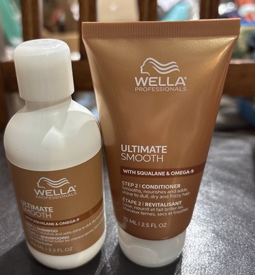 Wella Professional Ultimate Smooth Shampoo 3.3oz  & Conditioner 2.5oz Set Travel