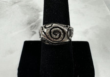 Sterling Silver Dome Ring with Swirls - Vintage - Size 7