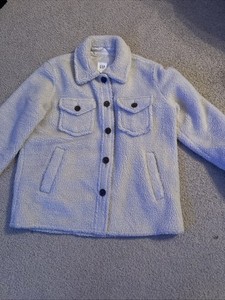 Gap Women’s Ladies Cream Sherpa Button Down Jacket Coat Sz Medium EUC