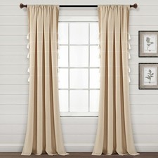 Lush Decor Farmhouse Boho Stripe Woven Tassel Yarn Dyed Cotton Window Curtain