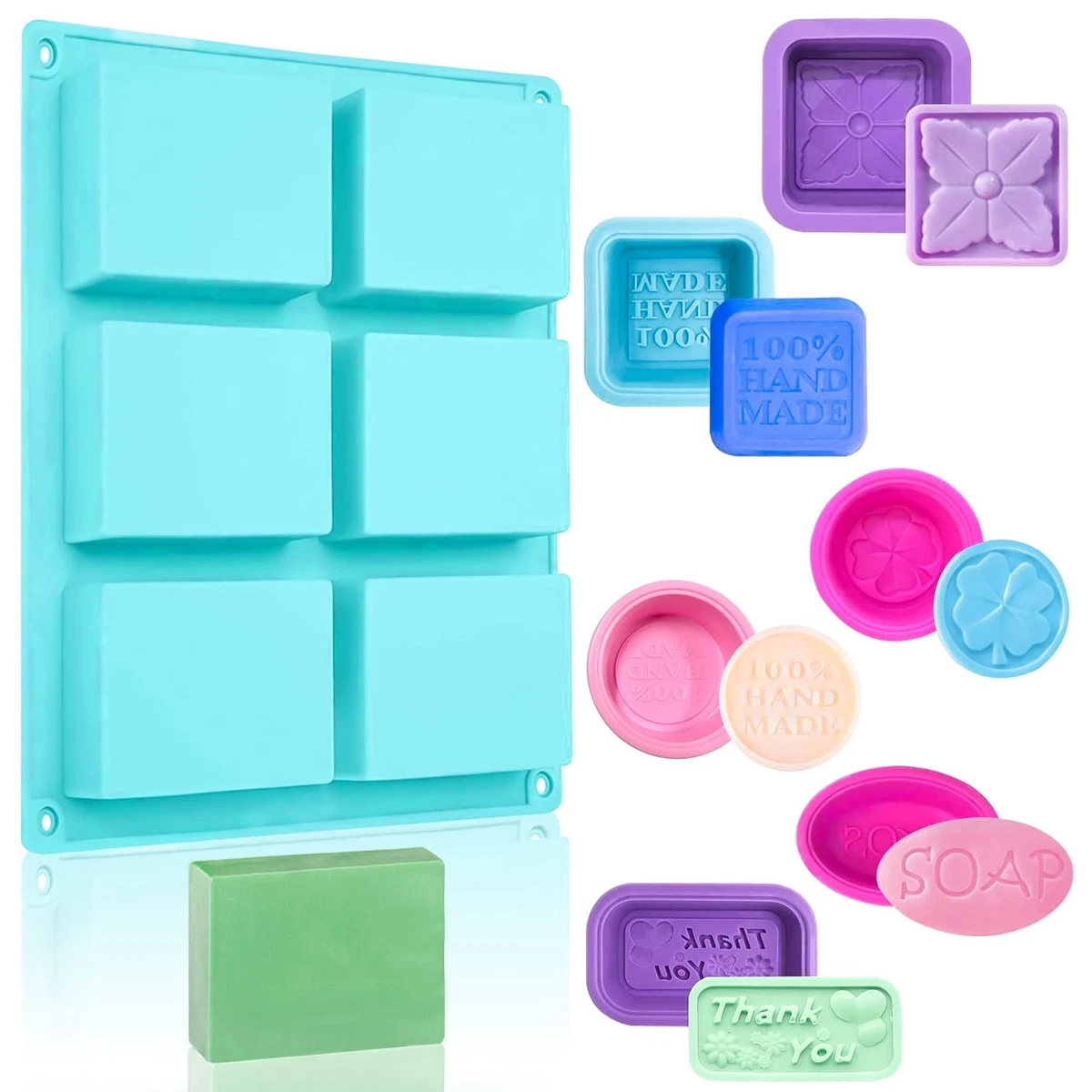 Stampo In Silicone Per Sapone Fai-Da-Te - Set Con Scatola Legno, Motivi Orso E Quadrifoglio, 20 Carte Oleate - 2