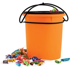 Tupperware Jumbo Halloween Canister w Cariolier Handle Orange 254 Lid 229 8.5"