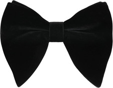 Velvet Pre-tied Adjustable Bow Tie for Men Oversize Formal Solid Tuxedo Bowtie