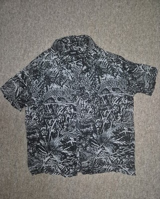 Pull&Bear Pull and Bear Hemd 38 M Herren kürzarmlig kurzarm schwarz weiß Viskose