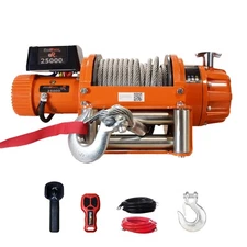 25000 lbs 24V Electric Waterproof Winch Steel Wire Rope Wireless/Wired Control
