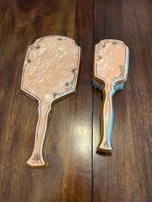 Art Deco Vintage Hair Brush and Mirror