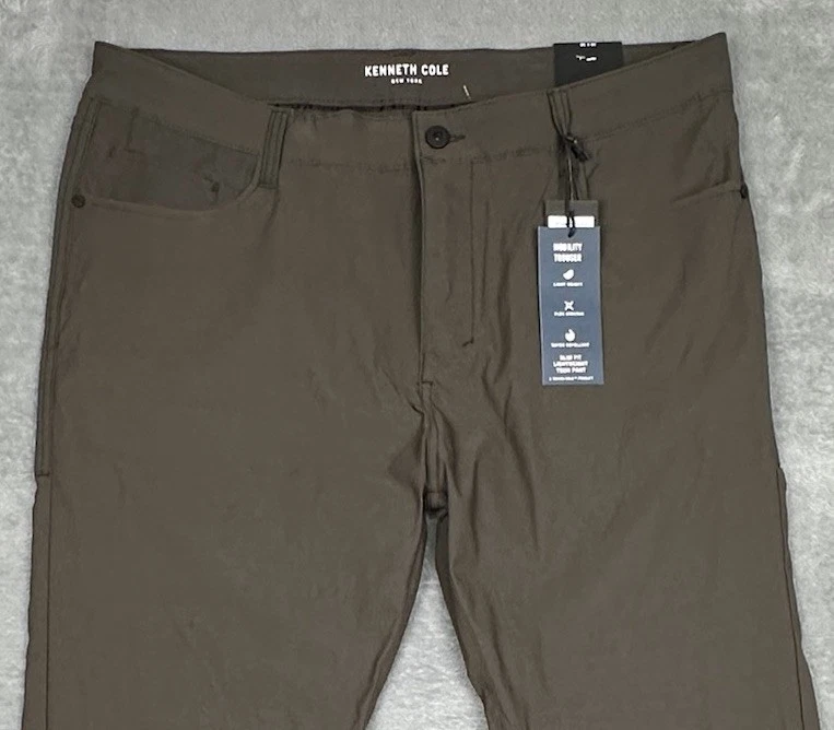 Pantalones Kenneth Cole Tech para Hombres 38x30 Carbón Oscuro Delgados Flexibles Repelentes al Agua NUEVO Foto 2 de 4