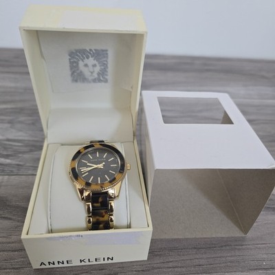 Anne Klein Quartz Gold-Tone Alloy Tortoise Marbleized Resin Bracelet Mini Watch
