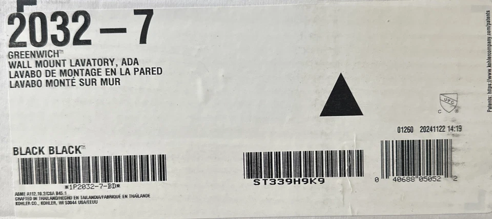 "Fregadero de baño montado en la pared Kohler K-2032-7 Greenwich 20-3/4"" con 3 orificios" Foto 2 de 2