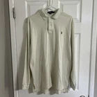 Ralph Lauren Mens Large Thermal Thick Long Sleeve Off White Polo Shirt