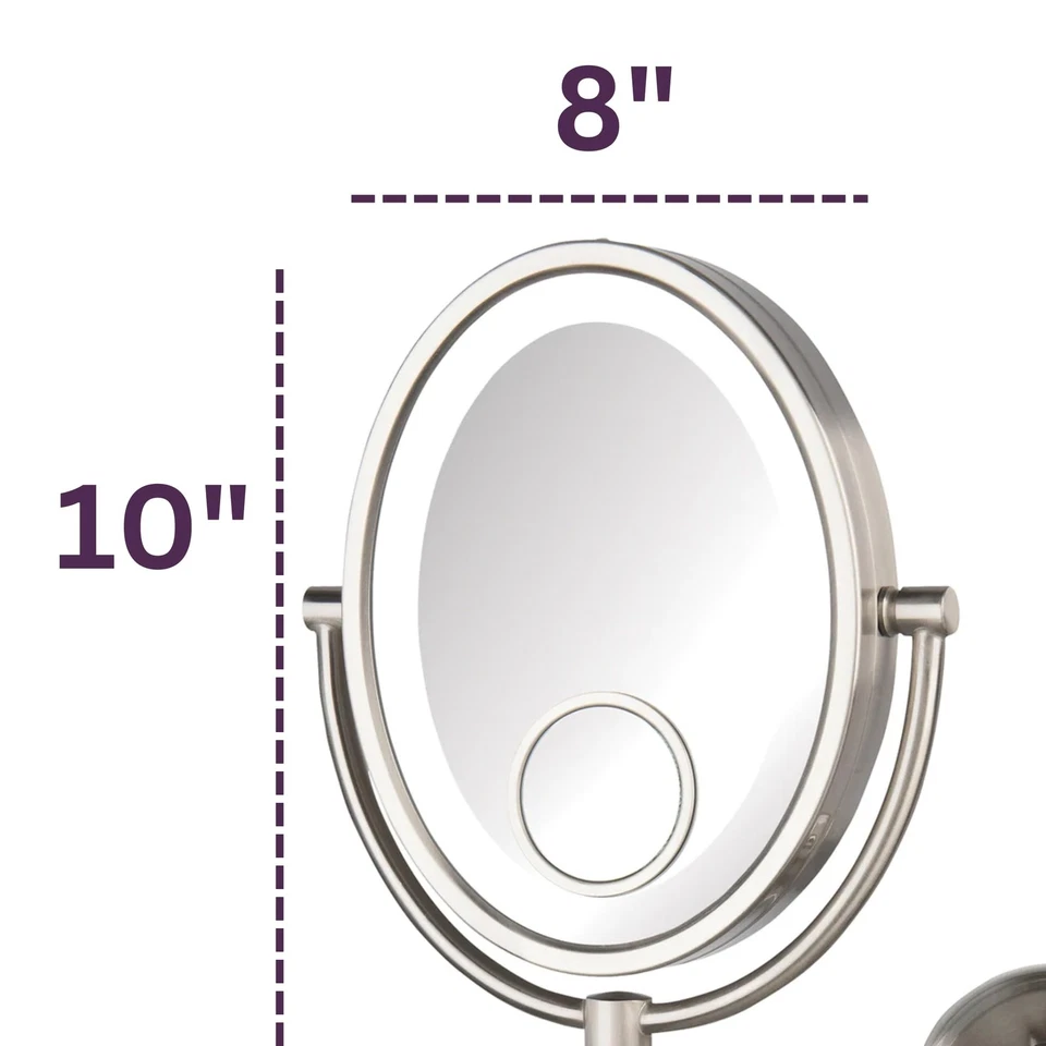 Two-Sided Wall-Mounted Makeup Mirror with Lights - Lighted Makeup Mirror with... - Image 3 of 4