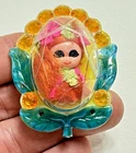 VTG Mattel Jewelry Kiddles Flower Pin Kiddle Doll No 3741 in Brooch Locket