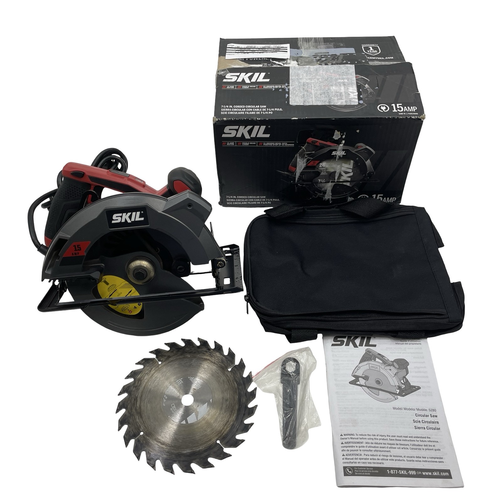 SKIL 15 Amp 7-1/4 Inch Circular Saw w/ Single Beam Laser Guide 5280-01 #U1159