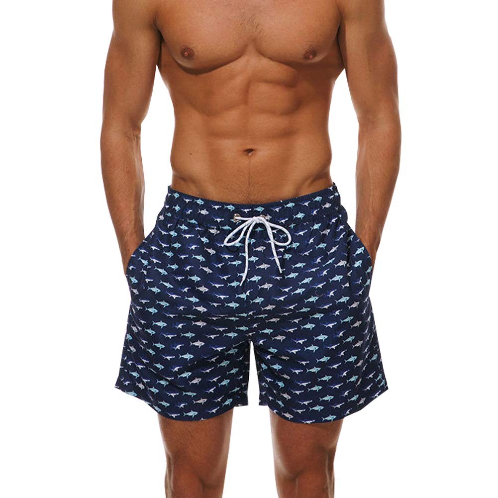 Maillot de bain court homme bleu profond à séchage rapide pour la plage