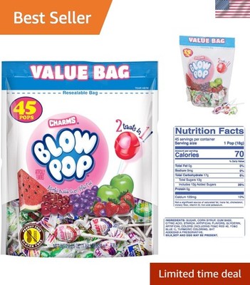 Classic Blow Pop Lollipops, 45 Count - Fun Assorted Flavors, Perfect for Sharing