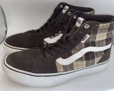 Vans SK8 Fillmore Brown Plaid Houndstooth High Top Sneakers Wms Size 9