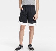 All In Motion Boys Moisture Wick Black White Sports Court Shorts New With Tag